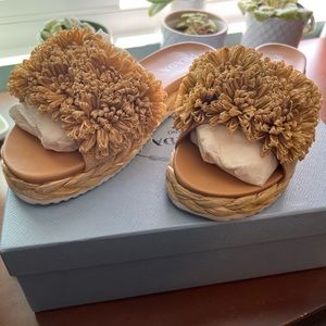 Prada Floral Raffia Sandals